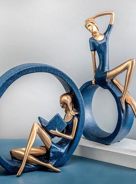 创意文艺青春女孩瑜伽摆件送女朋友看书OK女孩卧室瑜伽馆开业送礼