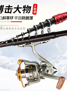 龙纹鲤矶钓竿碳素超硬超轻长节手海两用矶杆3号远投竿海钓竿套装