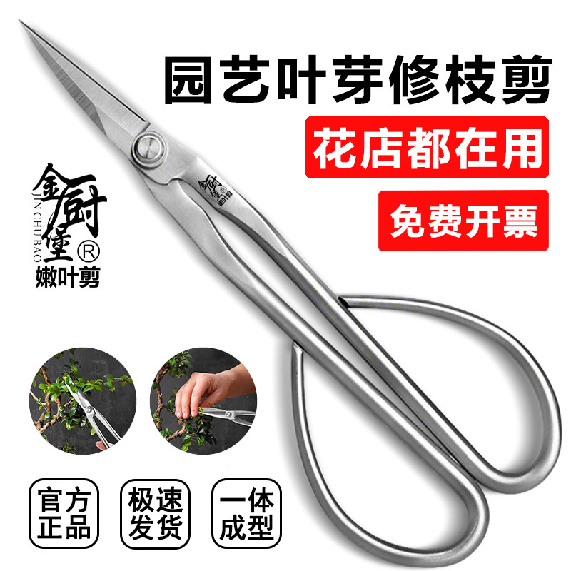 金厨堡修枝剪刀家用不锈钢园艺剪修枝芽花艺专用剪叶芽尖头小枝剪