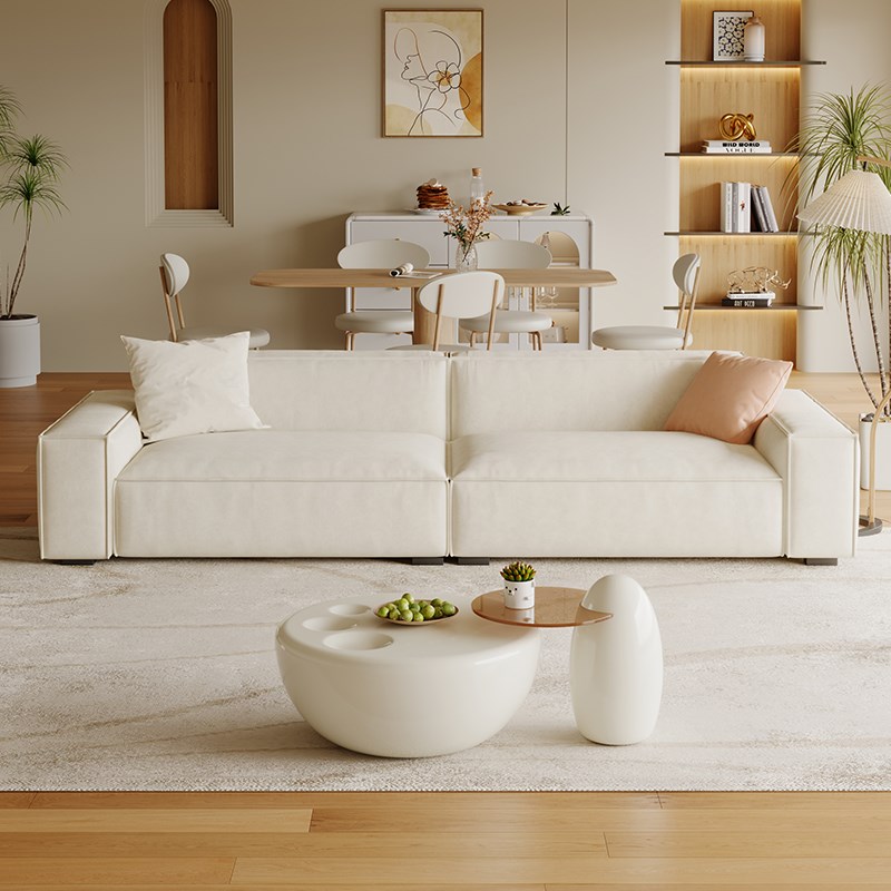 豆腐块沙发客厅现代简约猫抓布艺沙发直排奶油风小户型科技布沙发