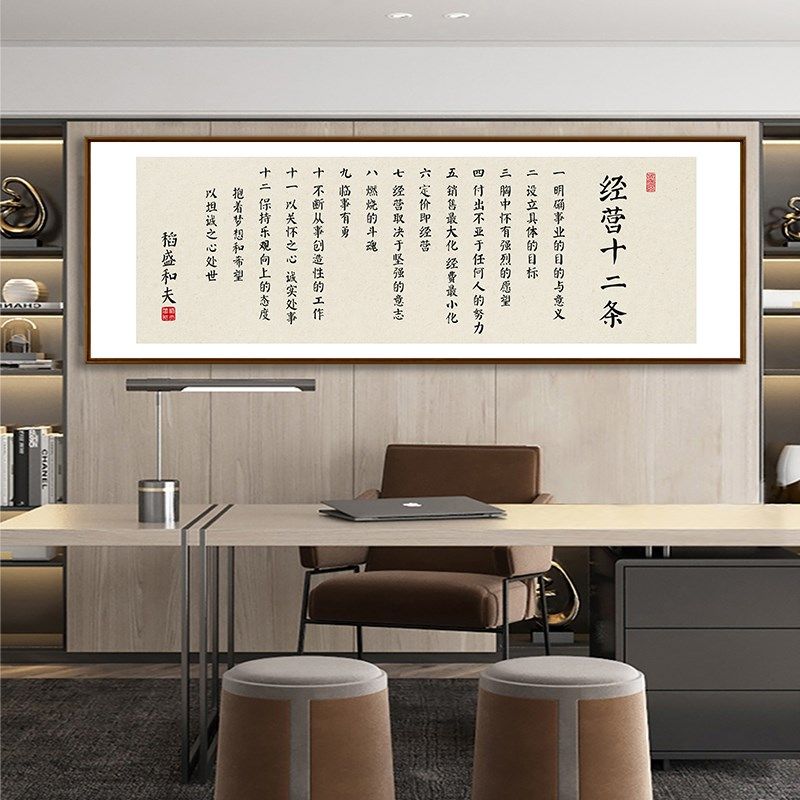 稻盛和夫六项精进经营十二条字画 画办公室企业文化墙挂画 画茶室