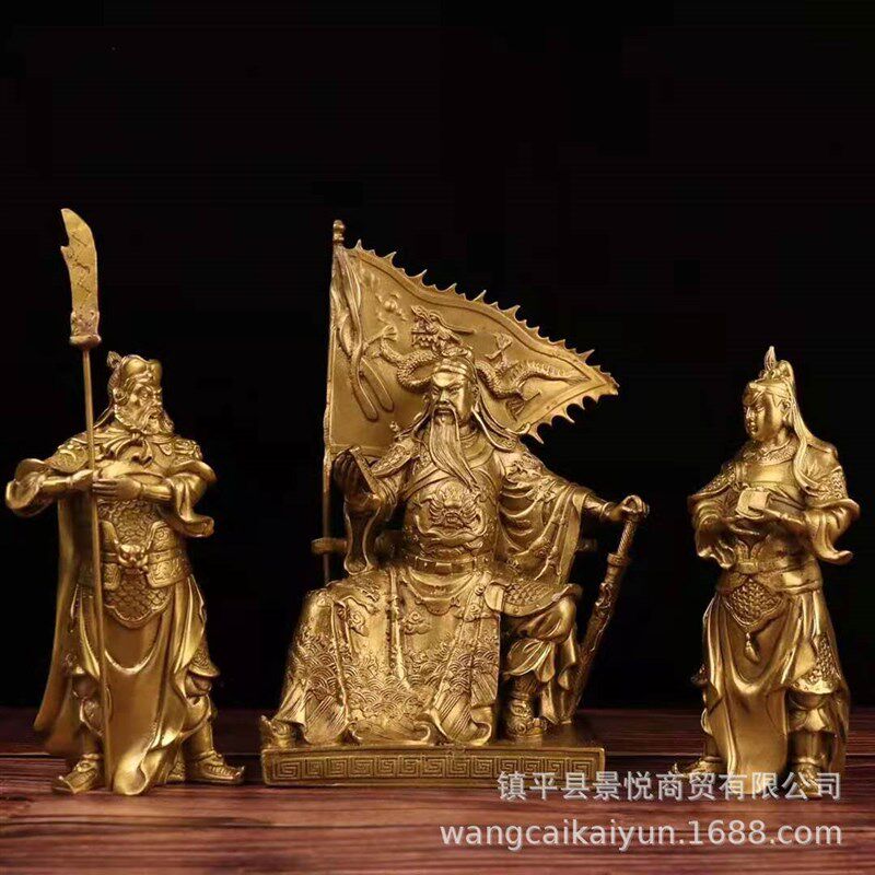 铜关公铜像摆件坐关公看书关公车摆件大小号多款可选