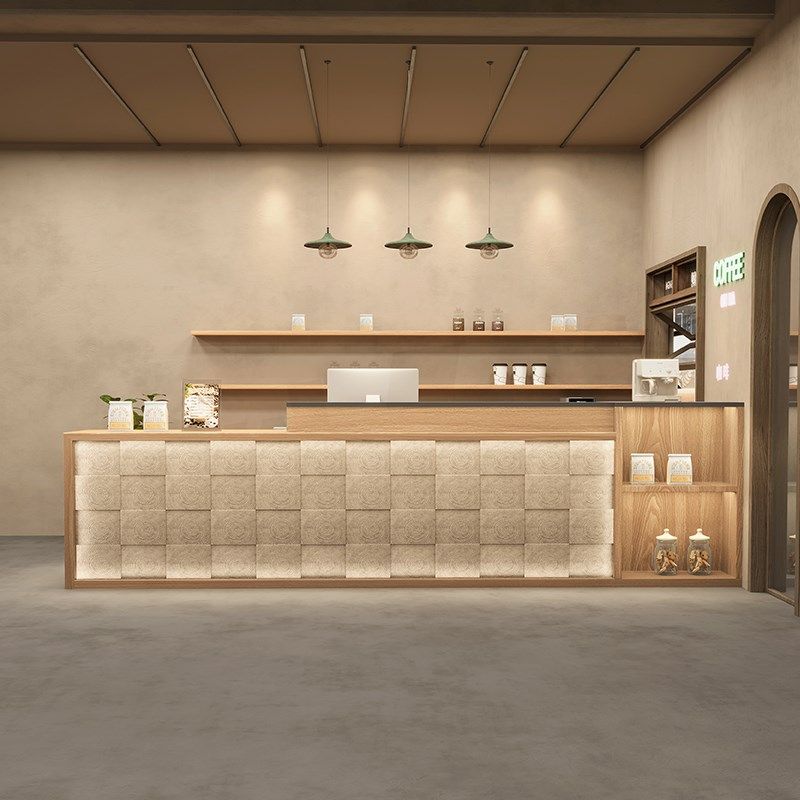 网红实木原木吧台桌收银台餐饮店饭店奶茶美发理发咖啡前台接待柜