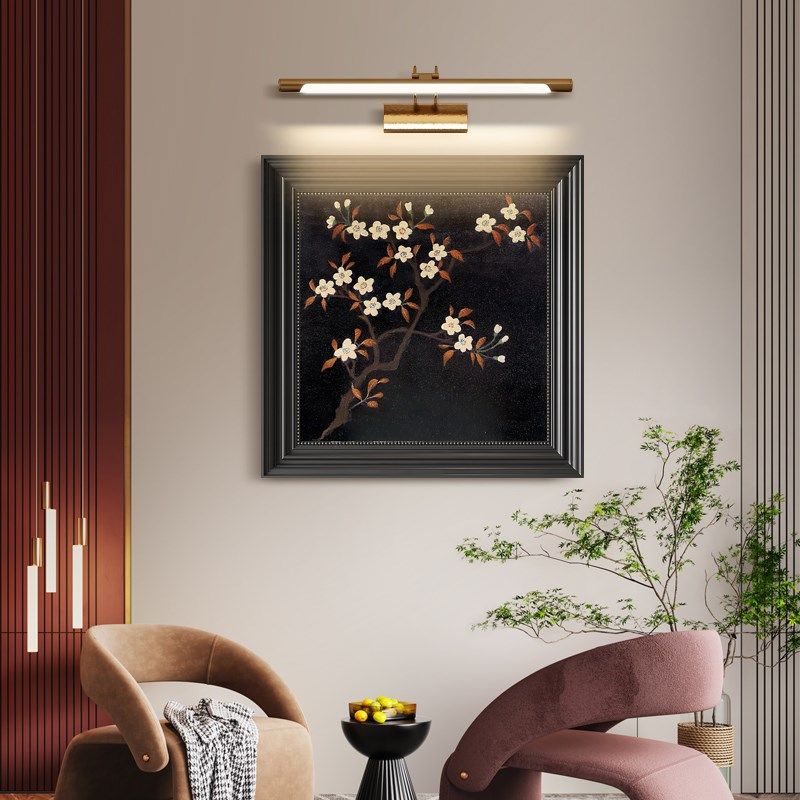 中古侘寂挂画墙面氛围灯装饰画酒店客厅茶室餐厅会所挂件吊杆灯画