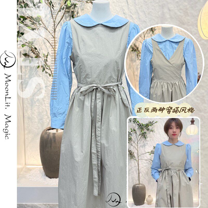 赫本风宠物美容师工作服防水不粘毛美甲店咖啡店围裙工作服美容袍