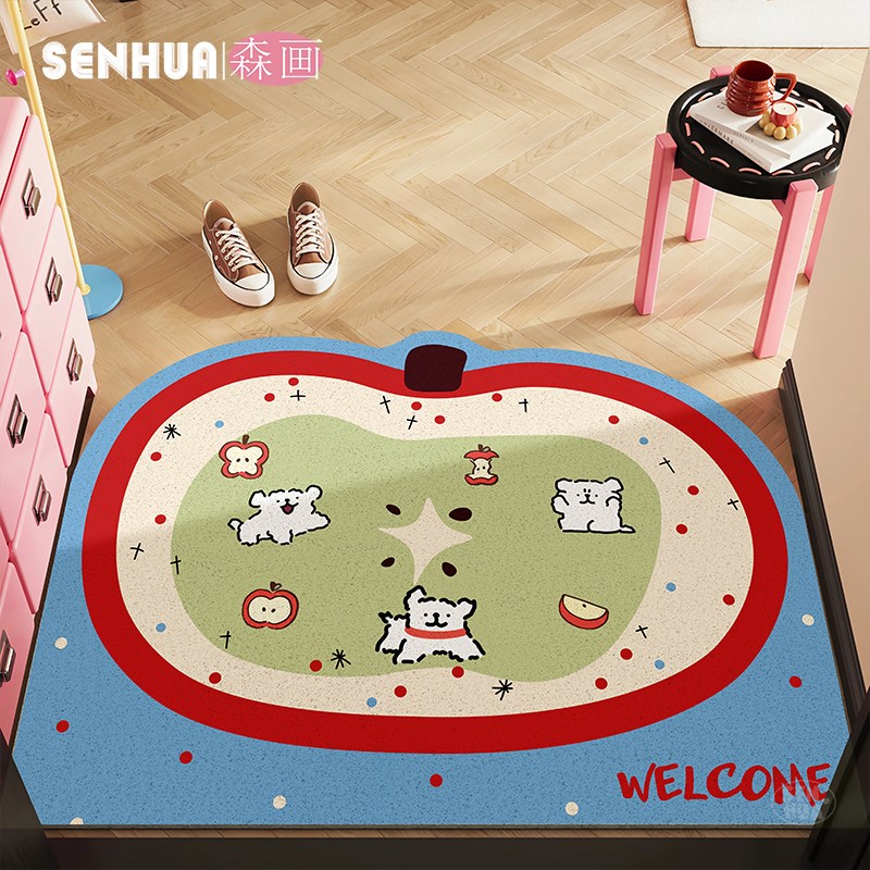 门口地垫2025新款多巴胺小清新丝圈脚垫除尘门垫防滑耐磨入户地毯