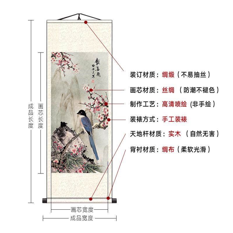 花鸟牡丹国画挂画花开富贵图非手绘客厅卧室装饰丝绸水墨工笔字画图片