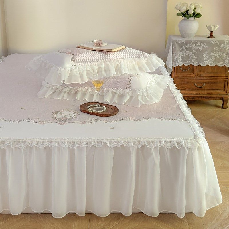 夏季法式公主风冰藤席三件套床裙款可水洗夏天花边款空调软席子,床上用品,凉席/草席/麻席,淘宝优惠券,粉丝福利购,淘宝优惠卷