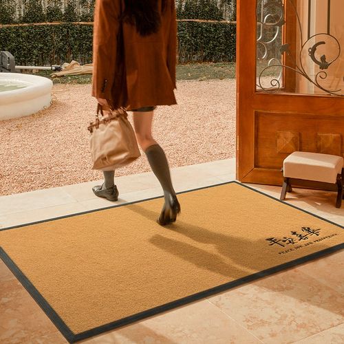 美拉德入户门地垫仿椰棕进门别墅脚垫家用黄色地毯耐脏防滑耐磨