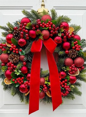 圣诞装饰品50CM圣诞花环2u.7米圣诞节藤条门饰门挂壁挂80cm圣诞圈