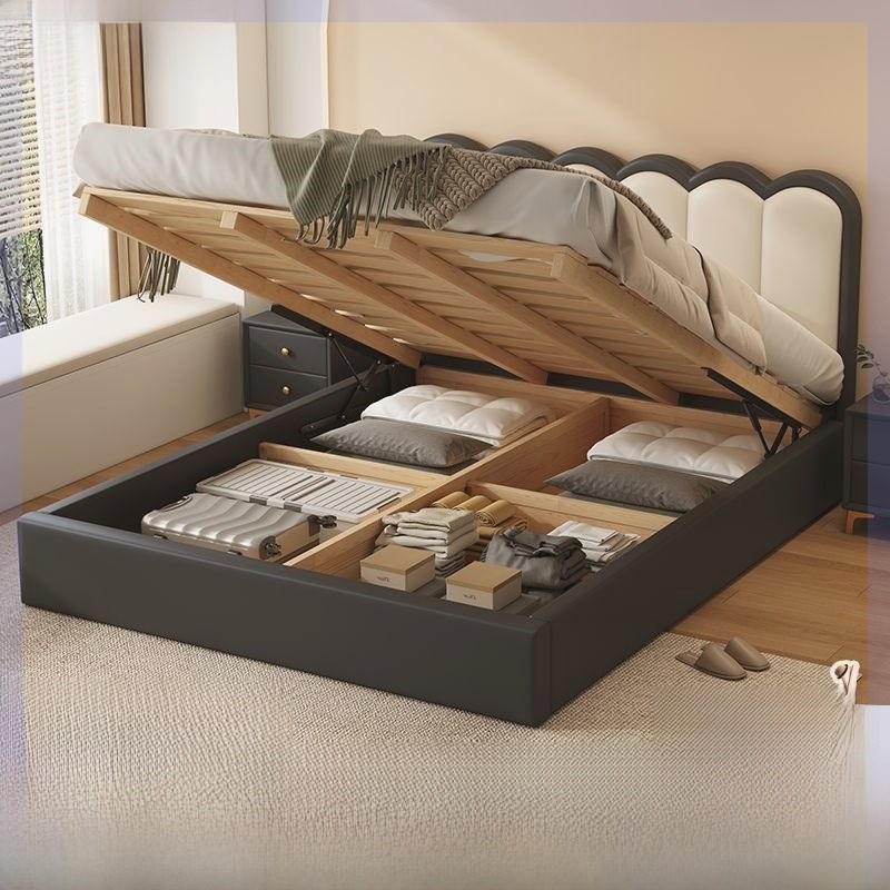 气压实木高箱储物床简约2x2.2米主卧双人大床1.8米收纳床婚床1.2m
