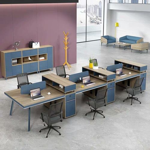 工厂员工办公桌 l办公家具现代简约四位卡座屏风员工办公桌