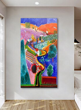 彩色小众艺术抽象手绘油画卡通装饰画客厅多巴胺玄关丙烯肌理挂画