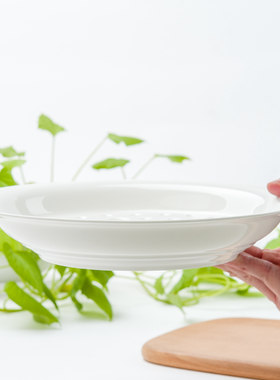 白骨瓷餐具创意托盘陶瓷盘子家用控油深大菜盘水果双层沥水饺子盘