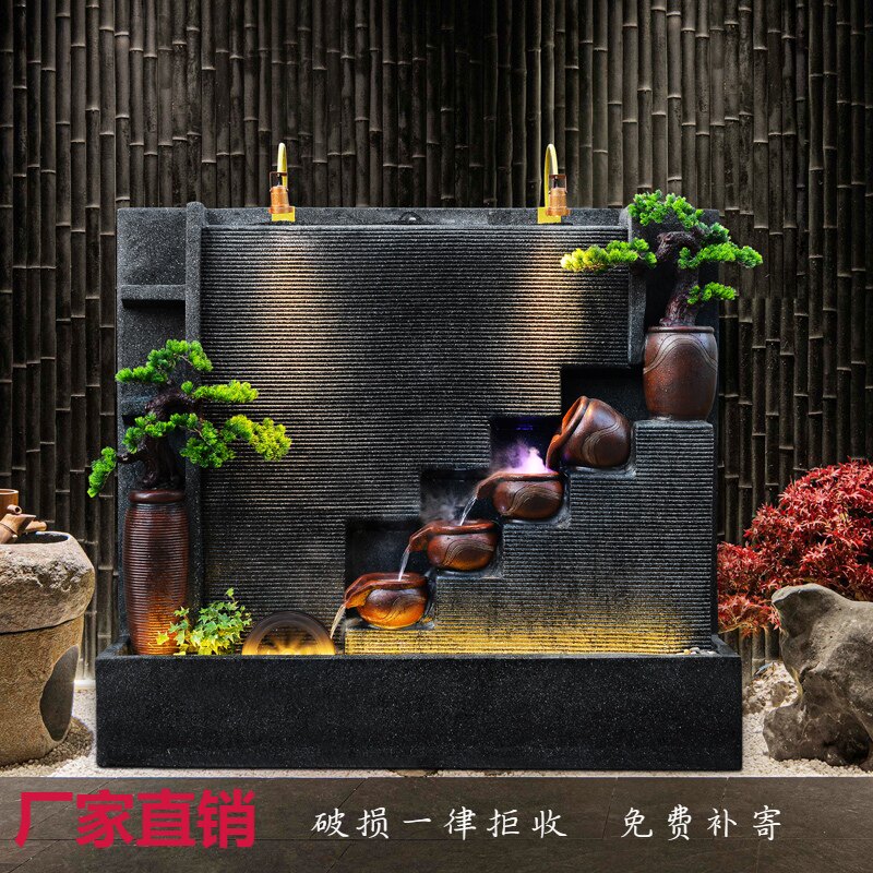 家居阳台办公欧式流水景观客厅酒店喷泉假山隔断水幕墙生财大摆件