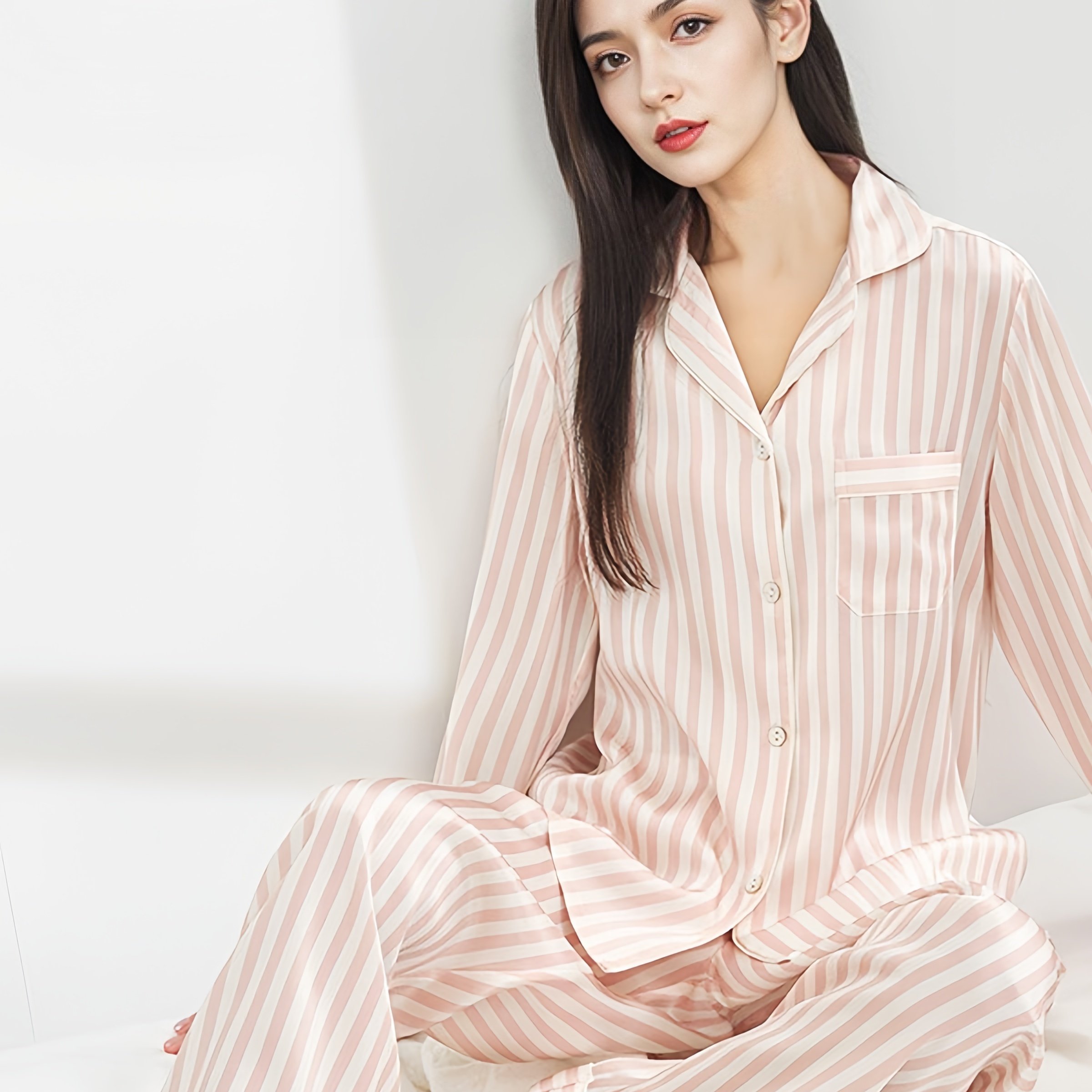 19姆米100%桑蚕丝秋冬睡衣套装