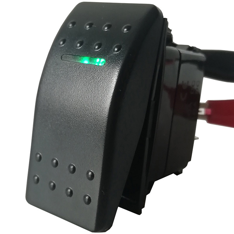 汽车开关12V24V通用房车用单杠绿灯两档自锁DIY改装船形翘板新品