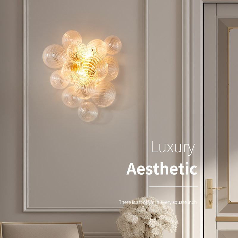 VC泡泡球玻璃壁灯大堂楼梯间客厅背景墙床头美式现代创意简约壁灯