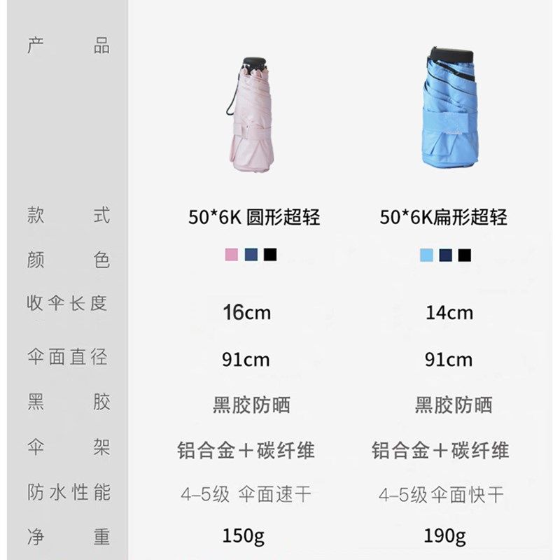 日系超轻超小五折太阳伞女夏小巧超级迷你拇指伞晴雨两用便携口袋
