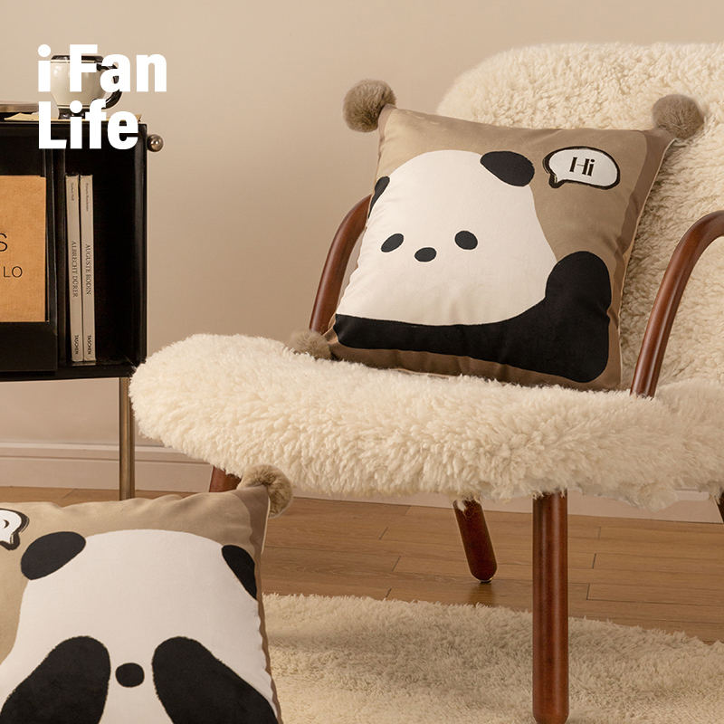 范店熊猫花花家用布艺客厅沙发抱枕靠背办公室座椅靠垫车载腰枕靠