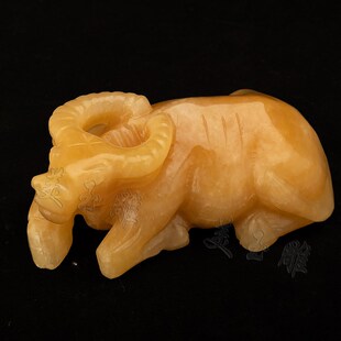牛黄玉卧牛生肖玉石水牛牛转乾坤吉祥物家居办公室饰品