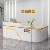 吧台桌收银柜台现代院前台接待台小型商用店铺转角烤漆柜台