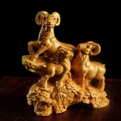 黄杨木雕刻生肖羊三阳泰动物实木工艺品家居三羊泰送礼品