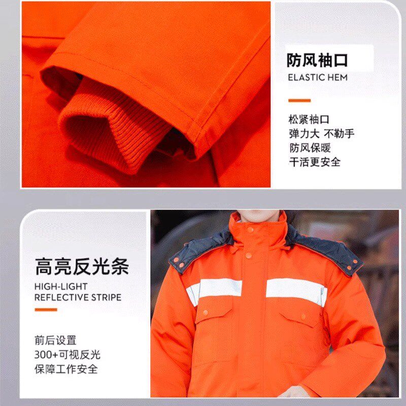 冬季环卫棉服工作服加厚保暖道路洁工人反光棉衣防寒大衣劳保服