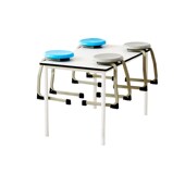 工厂公司员工学校生单位职工食堂餐桌椅连体挂凳桌