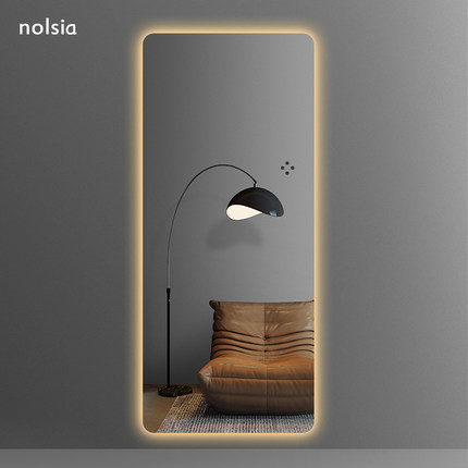家用全身镜子led带灯挂墙式in风发光试衣镜子卧室壁挂落地穿衣镜