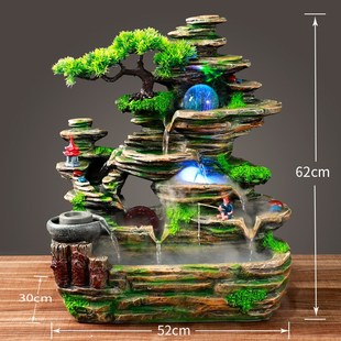山流水生财客厅鱼缸水流循环室内喷泉加湿店铺招财业送礼