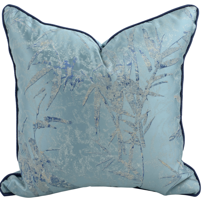 中式抱枕靠枕靠垫沙发客厅大靠背灰蓝提花布艺酒店样板间不含芯