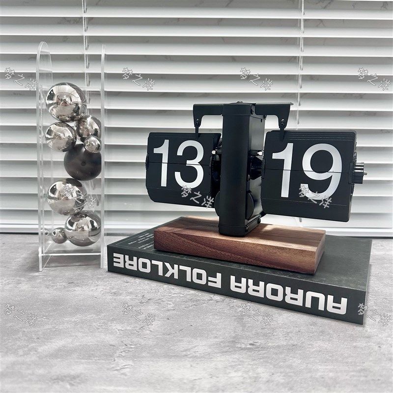 妙刻创意个性复古机械自动翻页时钟桌面家居数字钟表座钟,家居饰品,座钟,淘宝优惠券,粉丝福利购,淘宝优惠卷