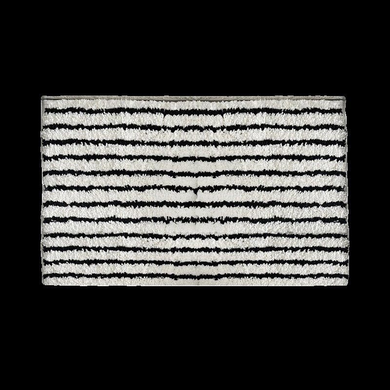 黑白横条纹簇绒植绒地毯客厅卧室地垫风吸水速干加厚防滑地毯