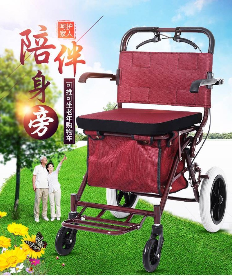 助行器轮老助步器带轮带座买菜老年残疾骨折代步器手推