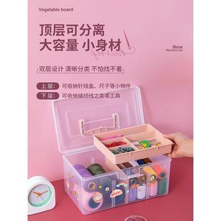 茶具桌面收纳盒便捷双层手提收纳箱透F明多功能户外家用茶杯整理