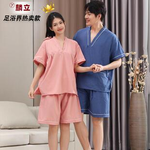 麟立贡麻汗蒸服女新款 桑拿服足疗店洗浴按摩客人浴服 情侣大码 男款