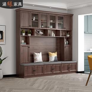 203 北欧卡座餐边柜一体靠墙家用多功能餐厅储物柜墙边柜可定制7P