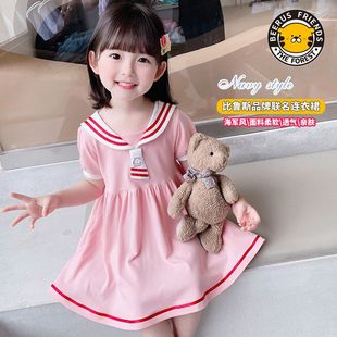 女童海军风连衣裙夏季2025新款儿童装JK女宝宝洋气夏装公主裙子潮