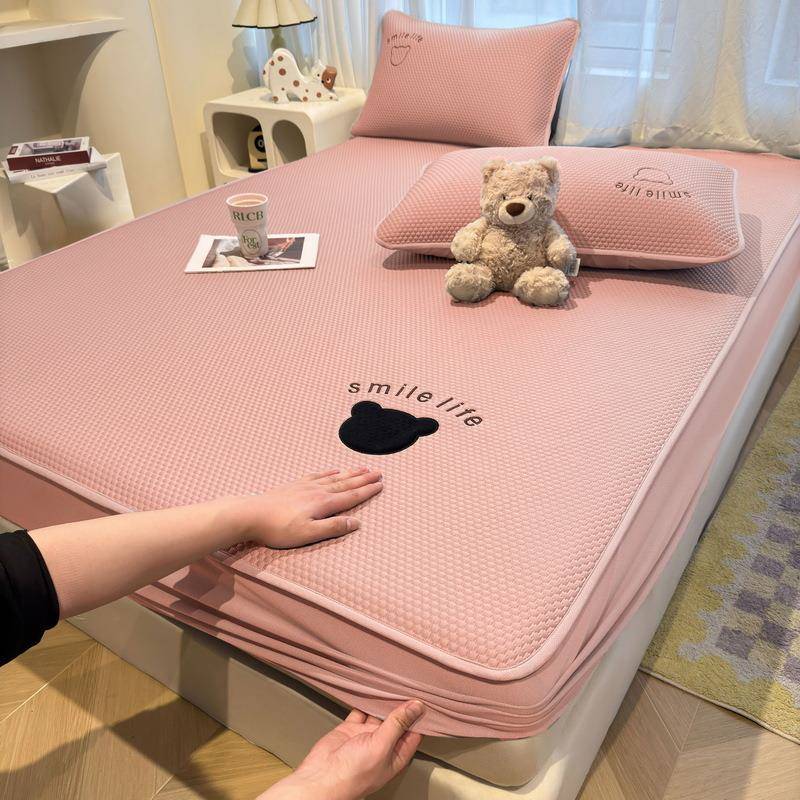 A类母婴级冰豆豆凉席三件套夏季可机水洗冰丝席床单夏天空调软席