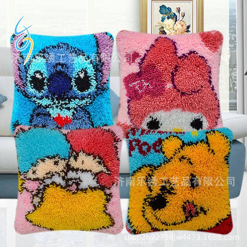 2022新款段段绣抱枕刺绣十字绣DIY靠枕毛线绣靠垫靠背纯手工