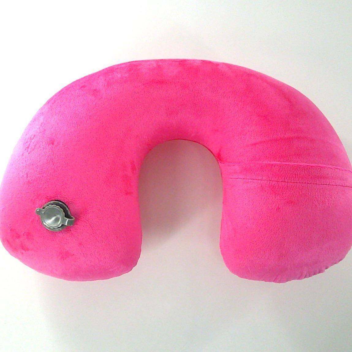 可拆洗水晶绒外套U型枕旅行枕头便携折叠长途坐飞机高铁充气脖子