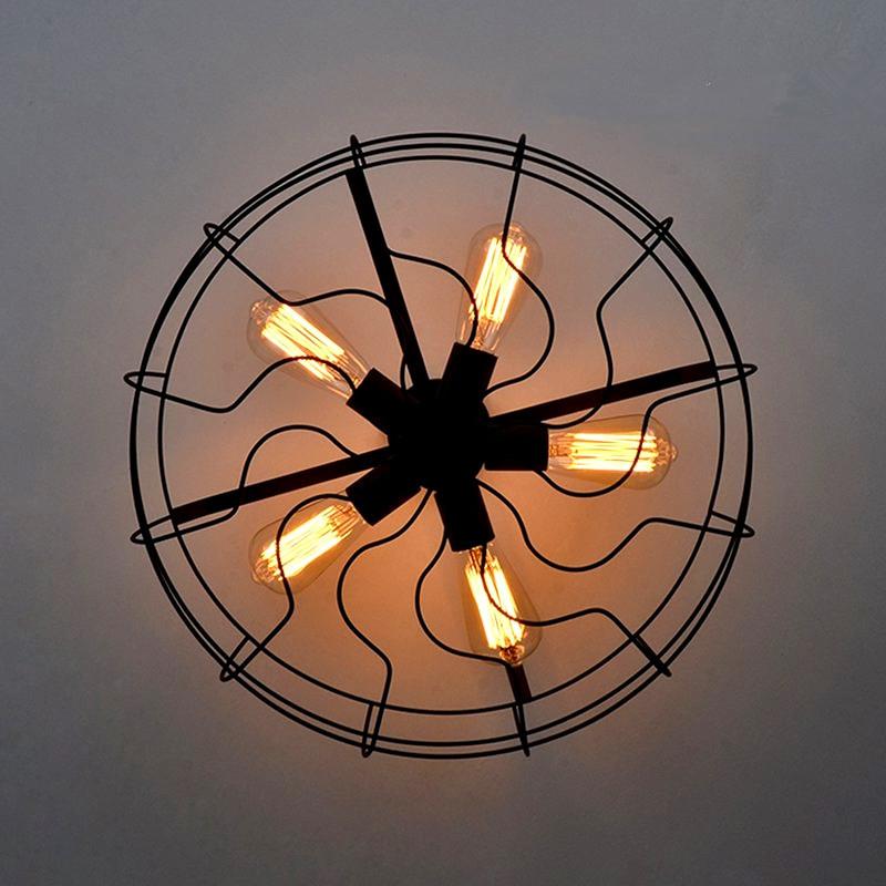 复古工业风格吊灯 创意餐厅铁艺吊灯 风扇圆形loft吊灯