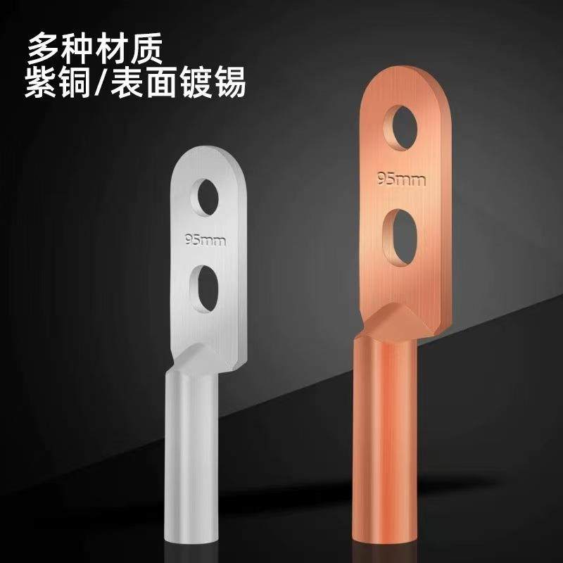 国标DT双孔铜鼻子(酸洗) 紫铜加厚线鼻子双眼铜接头接线端子金弘