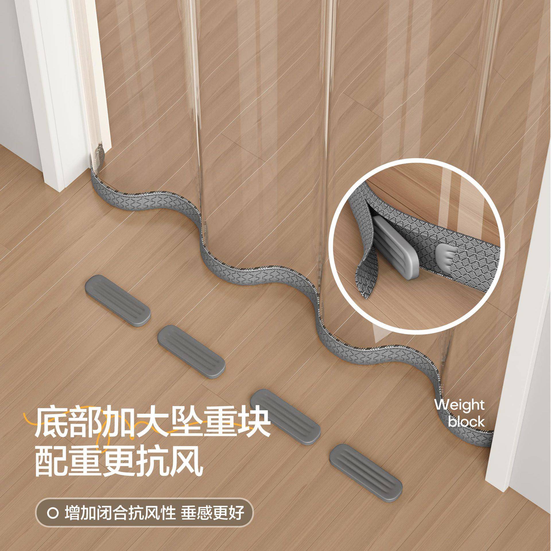 夏季空调挡风防走冷气家用透明门帘室内空间隔断帘厨房油烟遮挡帘