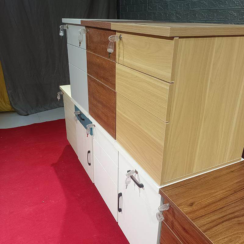 办公室文件柜木质带锁储物柜小柜子移动抽屉柜带轮桌下收纳柜矮柜