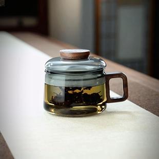 茶水分离玻璃茶具单杯主人杯家用耐高温迷你泡茶壶防烫 高端日式
