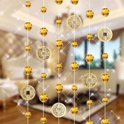 新款家用客餐厅厨房玄关卧室过道门帘半帘子水晶珠帘隔断帘免打孔