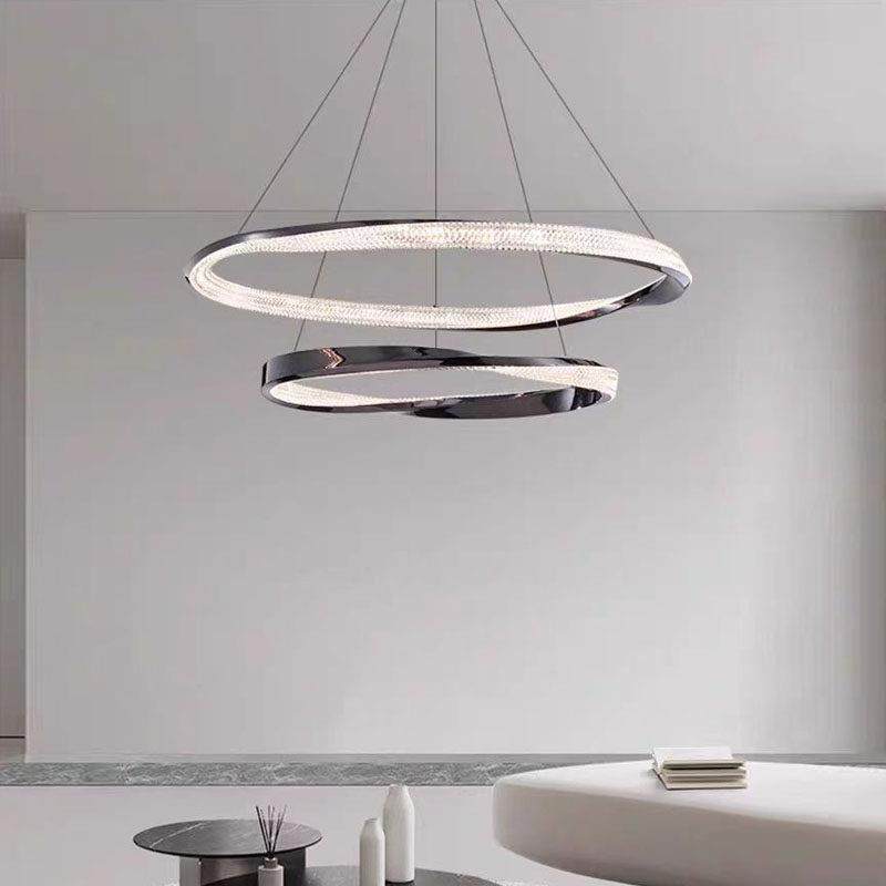 意式客厅吊灯北欧圆环轻奢家用主卧室灯具高端餐厅饭桌极简吊灯