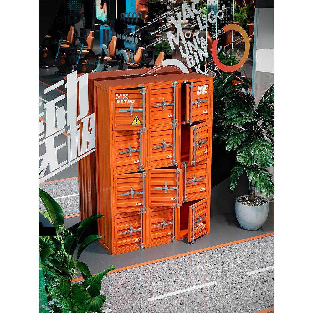 工业风多门铁皮柜健身房服装店员工更衣柜收纳柜学生书包柜